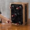 MyGift Countertop Wine Rack, Pine Wood & Black Metal 11-Bottle Wine Holder with Honeycomb Design