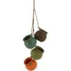 MyGift Dangling Southwest Desert Color Ceramic 4 Pot Set, Wall or Ceiling Mount Hanging Mini Flower Planters(Southwest Desert)
