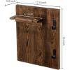 MyGift Dark Brown Burnt Wood Wall Mounted Wine Glass Holder Rack with Metal Coffee Mug Hooks