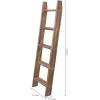 MyGift Decorative Ladder Shelf, 4.5 Foot Wall Leaning Wooden Towel Blanket Ladder Storage Rack for Bathroom or Living Room, Torched Brown Wood(Burnt Wood)