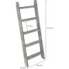 MyGift Decorative Ladder Shelf, 4.5 Foot Wall Leaning Wooden Towel Blanket Ladder Storage Rack for Bathroom or Living Room, Torched Brown Wood(Graywashed)