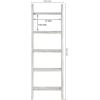 MyGift Decorative Ladder Shelf, 4.5 Foot Wall Leaning Wooden Towel Blanket Ladder Storage Rack for Bathroom or Living Room, Torched Brown Wood(Whitewashed)