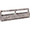 MyGift Distressed Gray Barnwood Wall-Mounted Stemware Glasses & Wine Bottle Display Rack