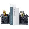 MyGift Dragon Guard Castle Resin Decorative Bookends for Heavy Books with Pencil Holders, Fantasy Themed Book Holder for Home and Office(Black)