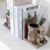 MyGift Dragon Guard Castle Resin Decorative Bookends for Heavy Books with Pencil Holders, Fantasy Themed Book Holder for Home and Office(Brown)