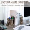 MyGift Dragon Guard Castle Resin Decorative Bookends for Heavy Books with Pencil Holders, Fantasy Themed Book Holder for Home and Office(Brown)