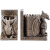 MyGift Dragon Guard Castle Resin Decorative Bookends for Heavy Books with Pencil Holders, Fantasy Themed Book Holder for Home and Office(Brown)