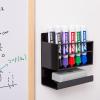 MyGift Dry Erase Marker Holder 10 Slots Whiteboard Marker Holder for Wall Dry Erase Eraser Holder Wall Mount Black(Black)