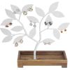 MyGift Earring Storage Rack Organizer, Matte Black Metal Jewelry Tree, Necklace and Bracelet Hanger with Wooden Ring Tray Trinket Holder – Holds 68 Pairs of Earrings(White)
