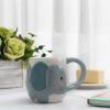 MyGift Elephant Ceramic Coffee Mug, Cute Cartoon Gray Cup with Trunk Handle, Animal Themed Drinkware