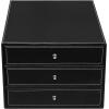 MyGift Executive 3-Drawer Leatherette Document Holder – Office Desk Filing Storage Box with Drawers, Black