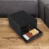 MyGift Executive 3-Drawer Leatherette Document Holder – Office Desk Filing Storage Box with Drawers, Black