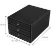 MyGift Executive 3-Drawer Leatherette Document Holder – Office Desk Filing Storage Box with Drawers, Black
