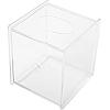 MyGift Facial Tissue Dispenser Box, Square Clear Acrylic Napkin Cube Holder with Easy Slide Out Cover for Bathroom, Office Tabletop