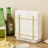 MyGift Farmhouse Rustic Torched Wood Napkin Holder for Table with Cross-Corner Design(Gold/ Whitewashed)