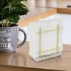 MyGift Farmhouse Rustic Torched Wood Napkin Holder for Table with Cross-Corner Design(Gold/ Whitewashed)