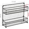 MyGift® Farmhouse Style Metal Wire Spice Rack – Wall Mount or Kitchen Countertop 2-Tier Seasoning Jar Storage Organizer, Black(Black)