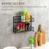 MyGift® Farmhouse Style Metal Wire Spice Rack – Wall Mount or Kitchen Countertop 2-Tier Seasoning Jar Storage Organizer, Black(Black)