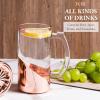MyGift Glass 16 oz Beer Pint Stein Mug Glasses Modern Luxury Angled Copper Design with Handle, Set of 2