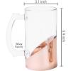 MyGift Glass 16 oz Beer Pint Stein Mug Glasses Modern Luxury Angled Copper Design with Handle, Set of 2