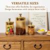 MyGift Glass Apothecary Jar Set with Clear Lid – Decorative Kitchen and Bath Storage Canisters, Wedding Centerpiece Jars, Candy Buffet with Lids(Amber / Gold)