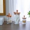 MyGift Glass Apothecary Jar Set with Clear Lid – Decorative Kitchen and Bath Storage Canisters, Wedding Centerpiece Jars, Candy Buffet with Lids(Clear / Copper)