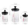 MyGift Glass Apothecary Jar Set with Clear Lid – Decorative Kitchen and Bath Storage Canisters, Wedding Centerpiece Jars, Candy Buffet with Lids(black)