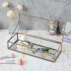 MyGift Glass Jewelry Box, Vintage Style Brass Metal & Clear Glass Mirrored Shadow Box Jewelry Display Case with Hinged Top Lid(Brass)