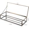 MyGift Glass Jewelry Box, Vintage Style Brass Metal & Clear Glass Mirrored Shadow Box Jewelry Display Case with Hinged Top Lid(Brass)
