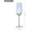 MyGift Iridescent Angled Rim Champagne Flute Set of 4, Sparkling Wine Stemless Glasses, Rainbow Transparent Prosecco Wine Glass, Cocktail Mimosa Glass Set, Holiday New Year Toasting (black)(Sky Blue)