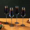 MyGift Iridescent Angled Rim Champagne Flute Set of 4, Sparkling Wine Stemless Glasses, Rainbow Transparent Prosecco Wine Glass, Cocktail Mimosa Glass Set, Holiday New Year Toasting (black)(Iridescent)