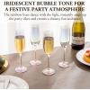 MyGift Iridescent Angled Rim Champagne Flute Set of 4, Sparkling Wine Stemless Glasses, Rainbow Transparent Prosecco Wine Glass, Cocktail Mimosa Glass Set, Holiday New Year Toasting (black)(Sky Blue)