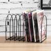 MyGift Large Desktop Document Holder, Brass Metal Wire File Folder Organizer Rack with 8-Slots and Arch Design(Black)