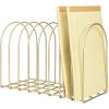 MyGift Large Desktop Document Holder, Brass Metal Wire File Folder Organizer Rack with 8-Slots and Arch Design(Brass)