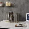 MyGift Large Desktop Document Holder, Brass Metal Wire File Folder Organizer Rack with 8-Slots and Arch Design(Brass)