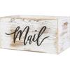 MyGift Mail Holder Storage Organizer Box Whitewashed Wood with MAIL Script Design, Desktop Letters, Bills, Notes and Postcard Bin for Home Office Dorm Room(Whitewashed)