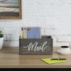 MyGift Mail Holder Storage Organizer Box Whitewashed Wood with MAIL Script Design, Desktop Letters, Bills, Notes and Postcard Bin for Home Office Dorm Room(Vintage Gray)