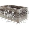 MyGift Mail Holder Storage Organizer Box Whitewashed Wood with MAIL Script Design, Desktop Letters, Bills, Notes and Postcard Bin for Home Office Dorm Room(Torched Brown)