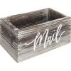 MyGift Mail Holder Storage Organizer Box Whitewashed Wood with MAIL Script Design, Desktop Letters, Bills, Notes and Postcard Bin for Home Office Dorm Room(Torched Brown)