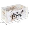MyGift Mail Holder Storage Organizer Box Whitewashed Wood with MAIL Script Design, Desktop Letters, Bills, Notes and Postcard Bin for Home Office Dorm Room(Whitewashed)