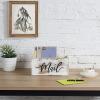 MyGift Mail Holder Storage Organizer Box Whitewashed Wood with MAIL Script Design, Desktop Letters, Bills, Notes and Postcard Bin for Home Office Dorm Room(Whitewashed)