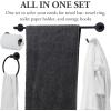MyGift Matte Black Bathroom Hardware Set, 4 Piece Ultra Modern Premium Hotel Series Stainless Steel Wall Mounted 25 Inch Bath Towel Bar, Hand Towel Ring, Toilet Paper Holder, and Robe Hook