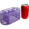 MyGift Metal Wire Mesh Desktop Supplies Organizer Caddy with 8 Compartments and Storage Drawer for Home Office School Dorm (Purple)(Purple)