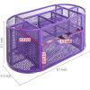 MyGift Metal Wire Mesh Desktop Supplies Organizer Caddy with 8 Compartments and Storage Drawer for Home Office School Dorm (Purple)(Purple)