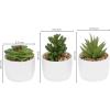 MyGift Mini Artificial Succulent Plants, Fake Indoor House Plants Living Room Decoration in Modern White Round Ceramic Pots, Set of 3