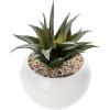 MyGift Mini Assorted Artificial Succulents in Round Black Ceramic Pots, Mixed Realistic Indoor House Plants, Set of 3(Glossy White)