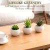 MyGift Mini Assorted Artificial Succulents in Round Black Ceramic Pots, Mixed Realistic Indoor House Plants, Set of 3(Glossy White)