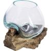 MyGift Mini Natural Driftwood & Molten Glass Bowl Tabletop Plant Terrarium