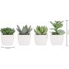 MyGift Miniature Artificial Succulents, Indoor Fake House Plants in Round White Geometric Ceramic Pots, Set of 4(Assortment #3)