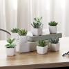 MyGift Miniature Artificial Succulents, Indoor Fake House Plants in Round White Geometric Ceramic Pots, Set of 4(Assortment #3)